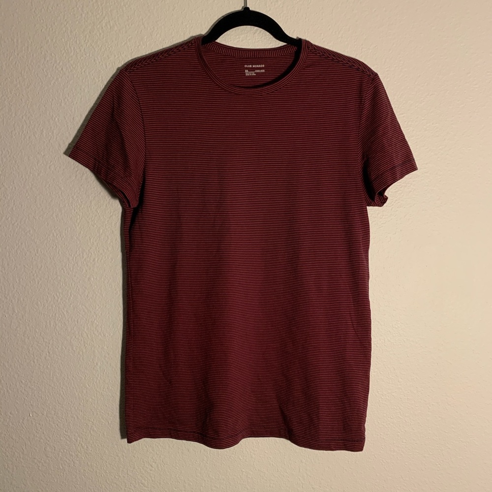 Club Monaco Men XS Red Stripe Short Sleeve Tee
